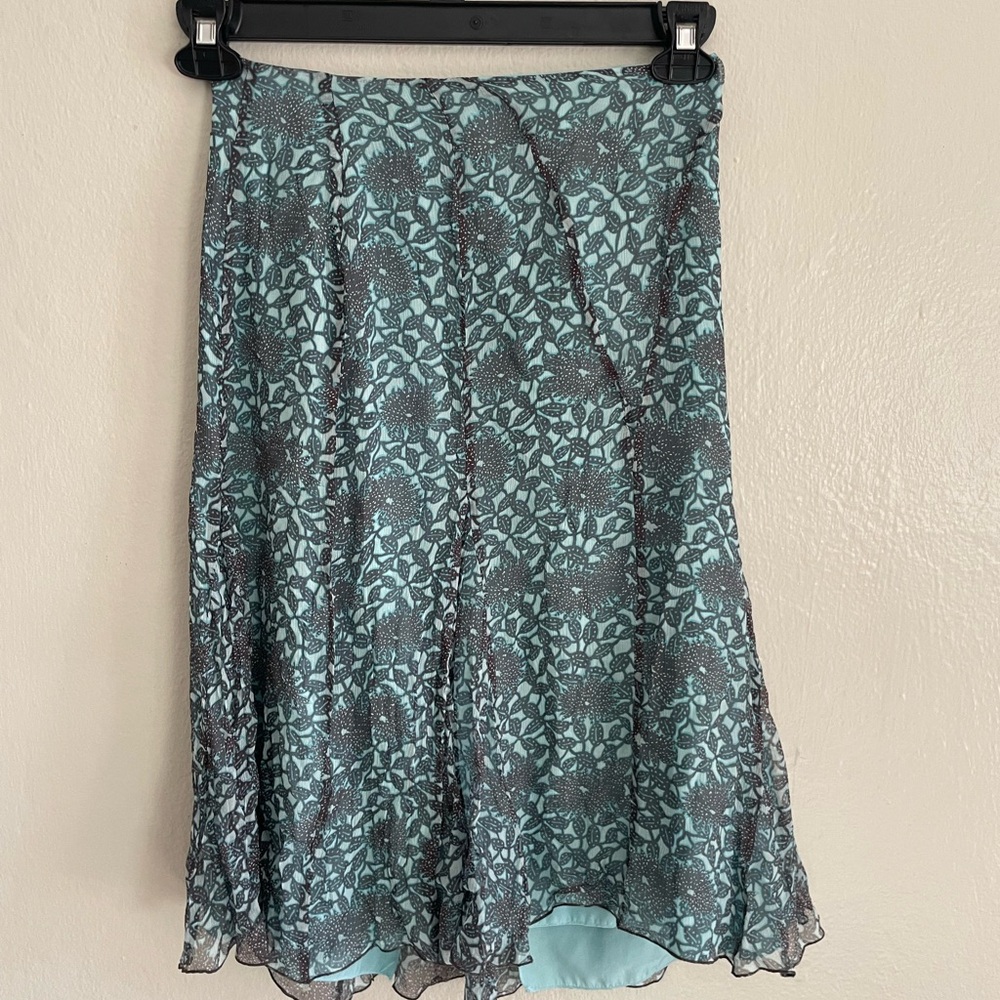MaxMara Teal and Gray A-Line Skirt